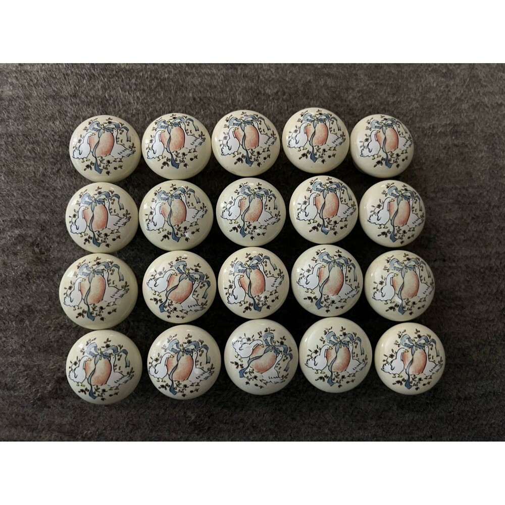 20 Vintage Country Goose Ceramic Cabinet Knobs Lot 80s 90s Marmalade Farmhouse
